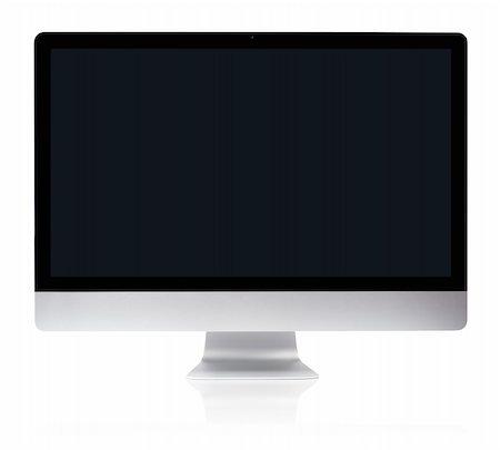 simsearch:6118-07351724,k - Metallic computer with flat-screen panel isolated with clipping path over white background Foto de stock - Super Valor sin royalties y Suscripción, Código: 400-05257139