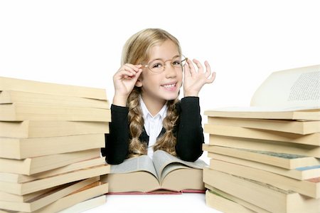 simsearch:400-08429355,k - beautiful  little blond student girl with a lots of books Photographie de stock - Aubaine LD & Abonnement, Code: 400-05257145