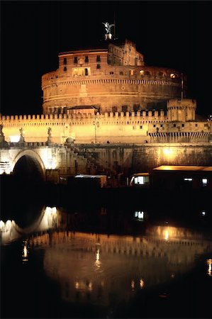 view of  Castel Sant' Angelo night in Rome, Italy Stock Photo - Budget Royalty-Free & Subscription, Code: 400-05257162