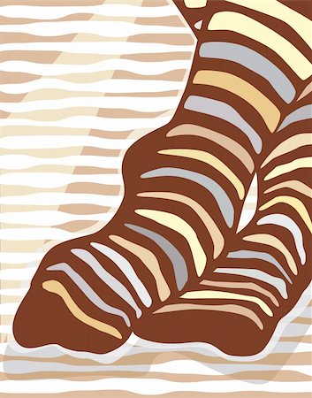 socks and floor and leg - Editable vector illustration of colorful stripey socks Stock Photo - Budget Royalty-Free & Subscription, Code: 400-05257214