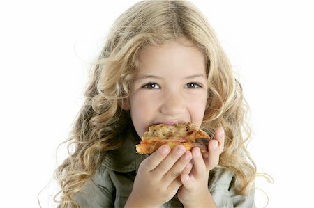 eat pizza fun - beautiful  little girl eating pizza portrait Photographie de stock - Aubaine LD & Abonnement, Code: 400-05257245