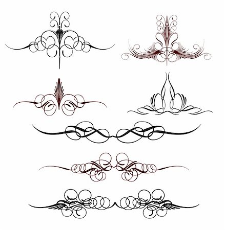 fancy line designs - Set abstract botany elements of ornament. Vector illustration Stock Photo - Budget Royalty-Free & Subscription, Code: 400-05257241