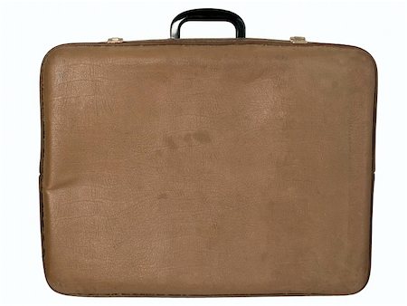 Antique brown trunk on white background, travel concept Stockbilder - Microstock & Abonnement, Bildnummer: 400-05257267