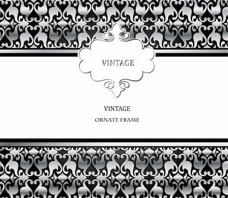 Vector damask pattern and frame. Easy to scale and edit Stock Photo - Budget Royalty-Free & Subscription, Code: 400-05257447