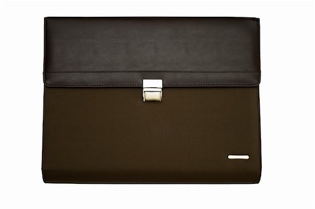 Closed brown portfolio case, isolated on white. Stock Photo - Budget Royalty-Free & Subscription, Code: 400-05257476