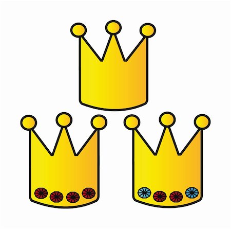 simsearch:400-06199998,k - cartoon golden crowns isolated on white background Photographie de stock - Aubaine LD & Abonnement, Code: 400-05257609