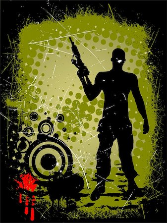 vector eps10 illustration of a soldier on an abstract grunge background Stock Photo - Budget Royalty-Free & Subscription, Code: 400-05257742
