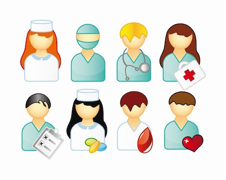 doctor business computer - set of medical people isolated over white background Stock Photo - Budget Royalty-Free & Subscription, Code: 400-05257787