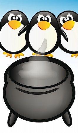 simsearch:400-09170620,k - nice illustration - three penguins and pot isolated over white background Foto de stock - Royalty-Free Super Valor e Assinatura, Número: 400-05257789