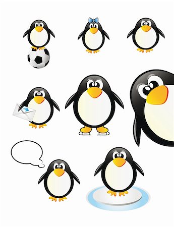 nice set of penguins isolated over white background Stock Photo - Budget Royalty-Free & Subscription, Code: 400-05257790