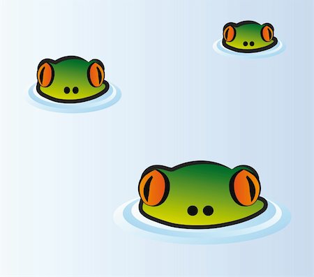 frog graphics - heads of frog looking from water surface - illustration Stock Photo - Budget Royalty-Free & Subscription, Code: 400-05257792
