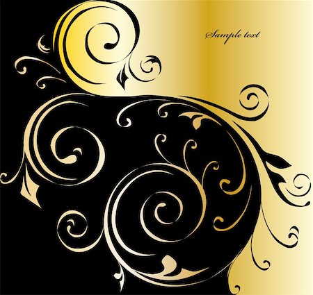decorative line on border on paper - Black and gold floral background. Vector illustration Stock Photo - Budget Royalty-Free & Subscription, Code: 400-05257964
