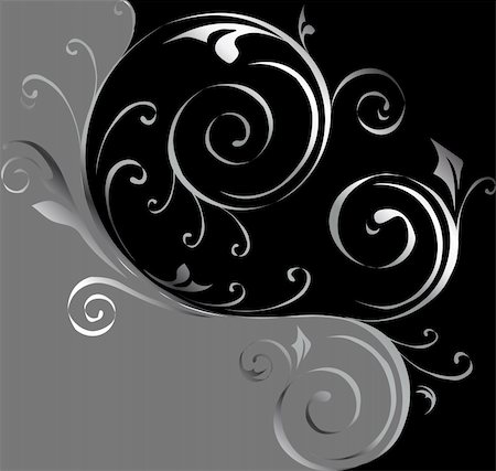 Black and silver floral background. Vector illustration Stock Photo - Budget Royalty-Free & Subscription, Code: 400-05257963