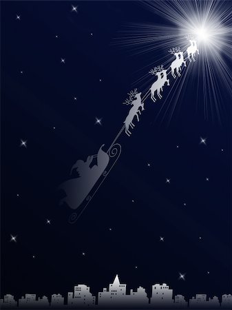 Christmas card with Santa's sleigh over a blue background Photographie de stock - Aubaine LD & Abonnement, Code: 400-05258069