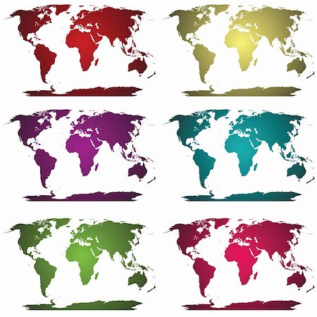 simsearch:400-04885353,k - Collection of colored world maps Stock Photo - Budget Royalty-Free & Subscription, Code: 400-05258371