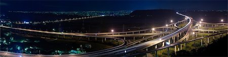 road panoramic blurred - Panoramic cityscape of freeway in night with cars light in modern city in Taiwan, Asia. Stock Photo - Budget Royalty-Free & Subscription, Code: 400-05258475