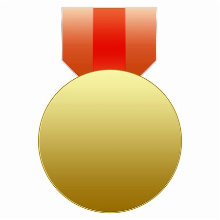 Gold Medal with red ribbon shown on white canvas. Stock Photo - Budget Royalty-Free & Subscription, Code: 400-05258741