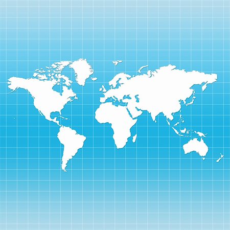 World Map on Grid - blue color shown on white canvas. Stock Photo - Budget Royalty-Free & Subscription, Code: 400-05258743