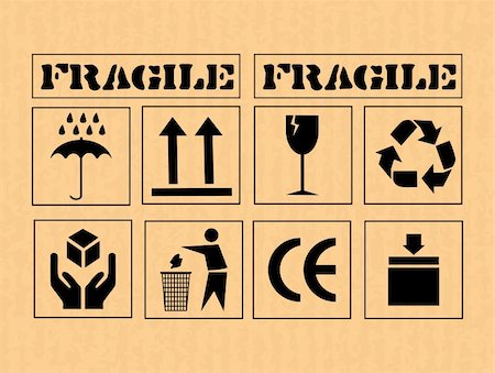 storage box icon - Cardboard box with safety fragile signs. Vector. Stock Photo - Budget Royalty-Free & Subscription, Code: 400-05259143