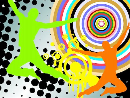 simsearch:400-04215852,k - vector eps10 illustration of jumping silhouettes on an abstract colorful background Stock Photo - Budget Royalty-Free & Subscription, Code: 400-05259195