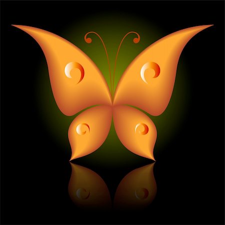 simsearch:400-07486829,k - Vector illustration of orange icon simply butterfly on black background Foto de stock - Super Valor sin royalties y Suscripción, Código: 400-05259238