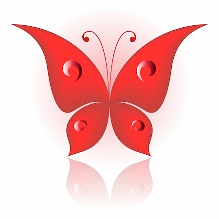 simsearch:400-08787096,k - Vector illustration of red icon simply butterfly Photographie de stock - Aubaine LD & Abonnement, Code: 400-05259239