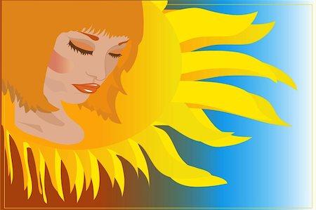 Abstraction with girl and sun. Stock Photo - Budget Royalty-Free & Subscription, Code: 400-05259444