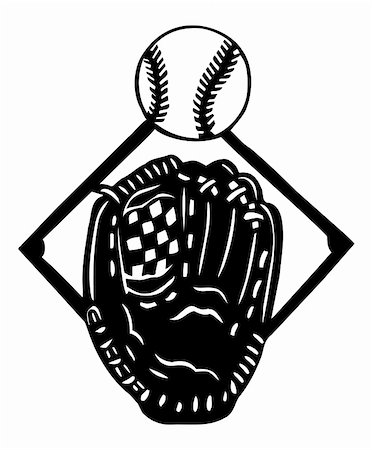 Silhouette baseball glove and a ball. Vector illustration Stock Photo - Budget Royalty-Free & Subscription, Code: 400-05259505