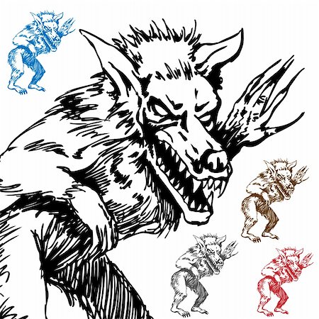 simsearch:400-04849381,k - An image of a werewolf sketch. Foto de stock - Super Valor sin royalties y Suscripción, Código: 400-05259901