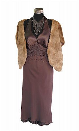 fur stole fashion - Female Mannequin in Formal Attire isolated with clipping path Stock Photo - Budget Royalty-Free & Subscription, Code: 400-05250280
