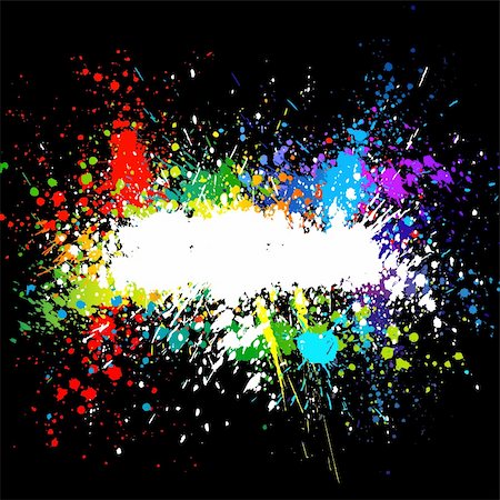 people spraying graffiti - Illustration of line color paint splashes on black background. Stock Photo - Budget Royalty-Free & Subscription, Code: 400-05250430