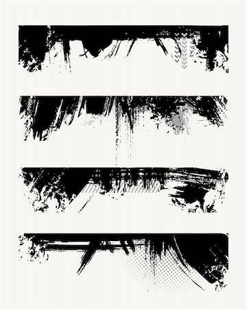 Set of grunge edges. Vector illustration in black color. Stock Photo - Budget Royalty-Free & Subscription, Code: 400-05250493