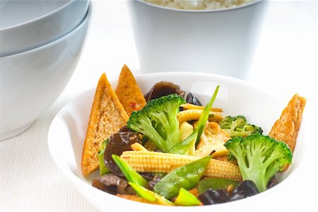 fresh and healthy tofu,beancurd with mix vegetables typical chinese dish Stock Photo - Budget Royalty-Free & Subscription, Code: 400-05250835