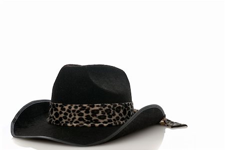 simsearch:400-08498619,k - A Black cowboy hat on a white background Photographie de stock - Aubaine LD & Abonnement, Code: 400-05251391
