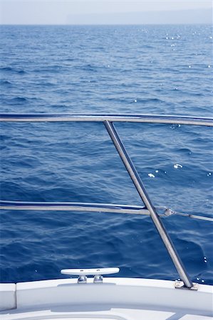 simsearch:400-04621473,k - mediterranean blue sea view stainless steel boat railing Photographie de stock - Aubaine LD & Abonnement, Code: 400-05251518