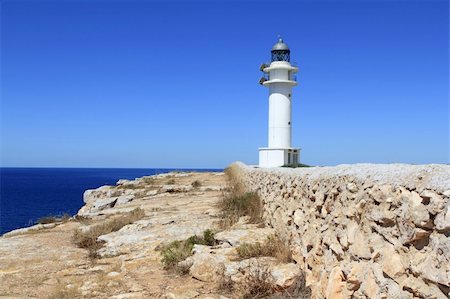 simsearch:872-06053881,k - Barbaria lighthouse formentera Balearic islands blue sunny mediterranean day Stock Photo - Budget Royalty-Free & Subscription, Code: 400-05251595
