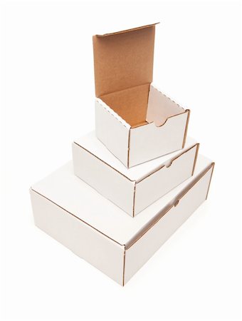 simsearch:400-04872165,k - Stack of Blank White Carboard Boxes, Top Opened, Isolated on a White Background. Photographie de stock - Aubaine LD & Abonnement, Code: 400-05251634