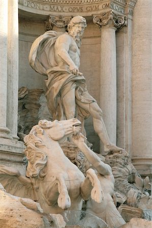 fontäne - Detail of Trevi fountain (Fontana di Trevi) in Rome, with the statue of Ocean in background Stock Photo - Budget Royalty-Free & Subscription, Code: 400-05251767