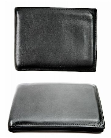 simsearch:695-03386967,k - Black leather wallet isolated on white Stock Photo - Budget Royalty-Free & Subscription, Code: 400-05252647