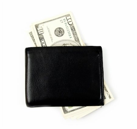 simsearch:695-03386967,k - Black leather wallet isolated on white Stock Photo - Budget Royalty-Free & Subscription, Code: 400-05252648