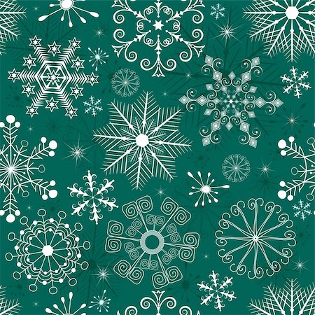 simsearch:400-04709734,k - Seamless green christmas pattern with white snowflakes (vector) Stock Photo - Budget Royalty-Free & Subscription, Code: 400-05252874