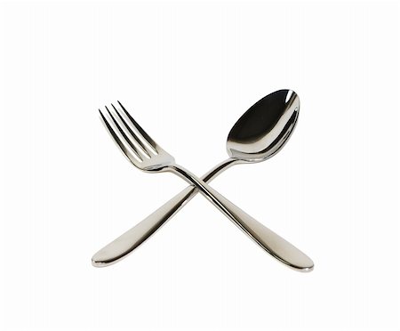 simsearch:400-07053389,k - Spoon and fork isolated on white background Stock Photo - Budget Royalty-Free & Subscription, Code: 400-05253071