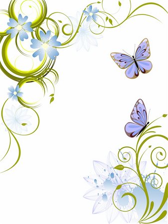 vector eps10 illustration of butterflies on a colorful floral background Stock Photo - Budget Royalty-Free & Subscription, Code: 400-05253085