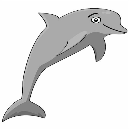 Cartoon illustration showing a smiling dolphin jumping Stock Photo - Budget Royalty-Free & Subscription, Code: 400-05253124