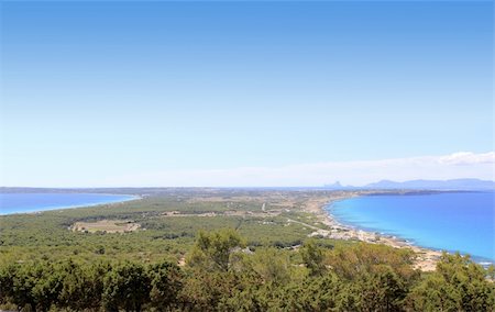 aerial view Formentera balearic island Ibiza horizon Spain Mediterranean sea Stock Photo - Budget Royalty-Free & Subscription, Code: 400-05253304