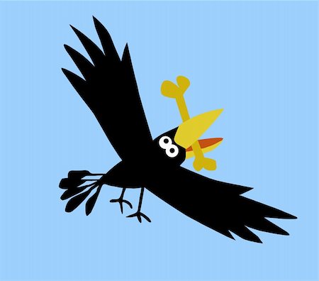 robber cartoon black - vector drawing ravens on blue background Stock Photo - Budget Royalty-Free & Subscription, Code: 400-05253480