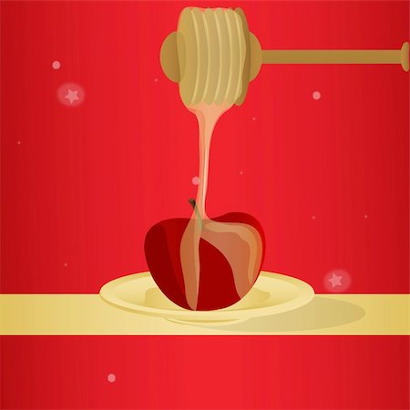 simsearch:400-09080023,k - illustration of vector honey dipping on apple symbolising Rosh Hashanah Stock Photo - Budget Royalty-Free & Subscription, Code: 400-05253630