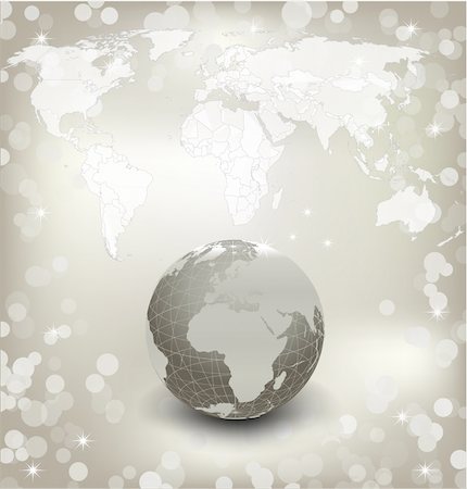 simsearch:400-06794734,k - Map and Globe of the World on abstract silver background. Vector illustration Stock Photo - Budget Royalty-Free & Subscription, Code: 400-05253778