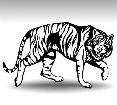 simsearch:400-04782732,k - Aggressive tiger in a black flame. Vector illustration Stock Photo - Budget Royalty-Free & Subscription, Code: 400-05253815