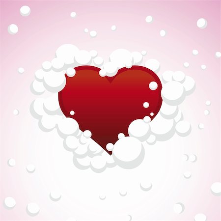 simsearch:400-09268408,k - Sky with heart on clouds Valentines Day vector background Stock Photo - Budget Royalty-Free & Subscription, Code: 400-05253828